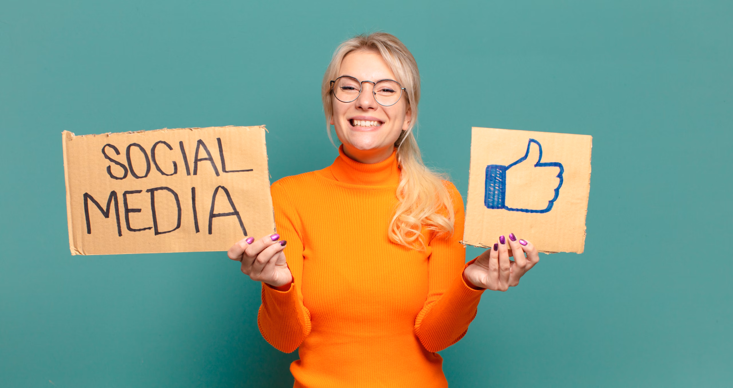 blonde pretty woman social media like concept